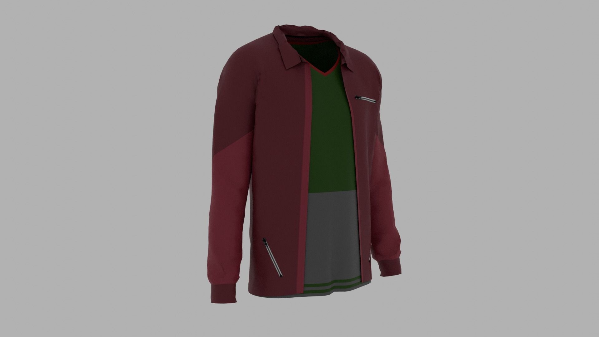 Jacket - T-shirt Low-poly 3D model_2
