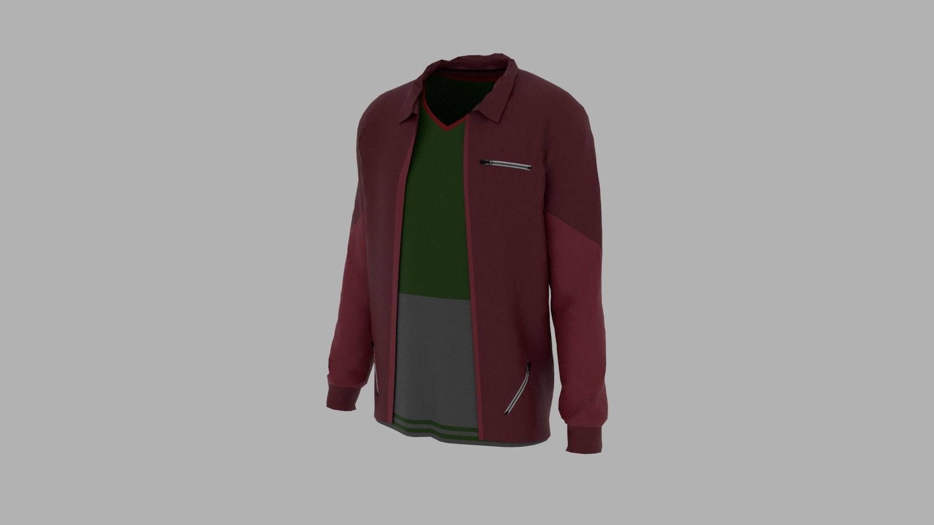 Jacket - T-shirt Low-poly 3D model_1
