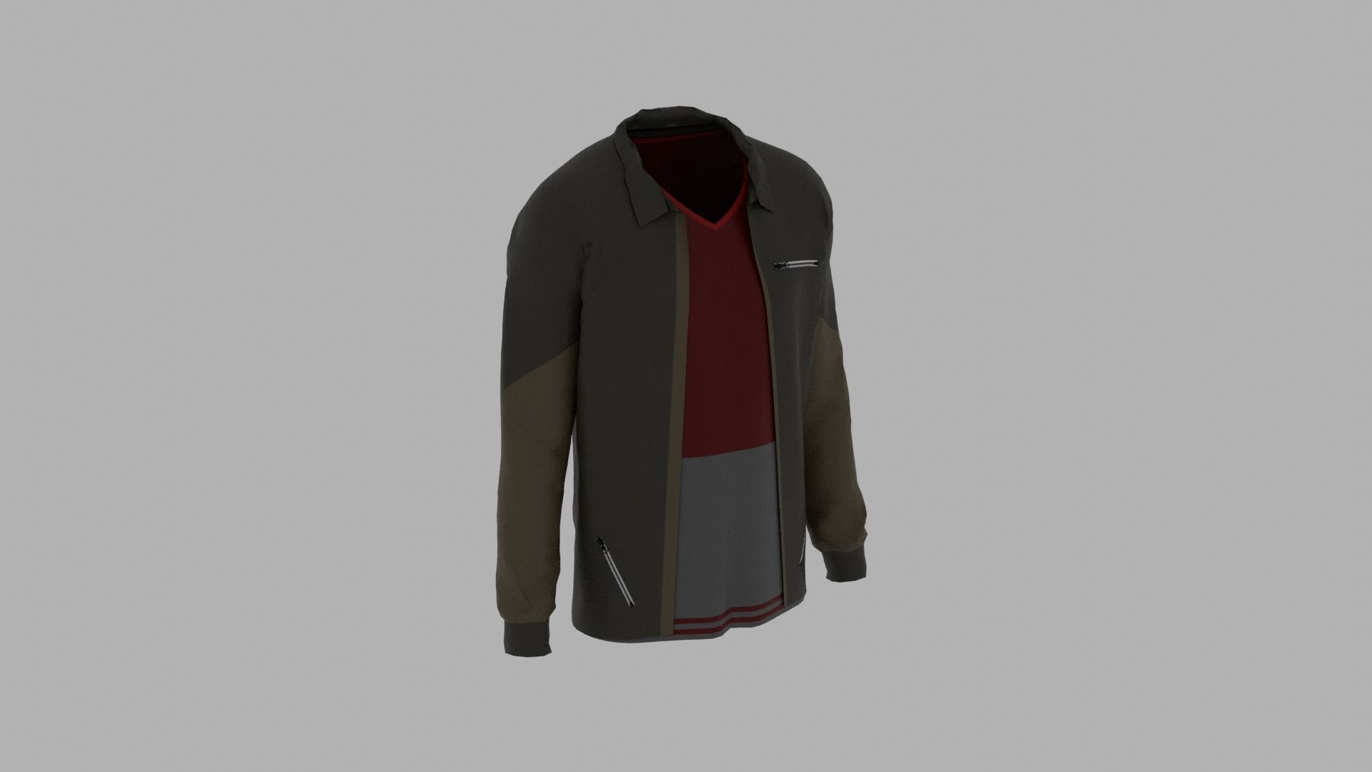 Jacket - T-shirt Low-poly 3D model_3
