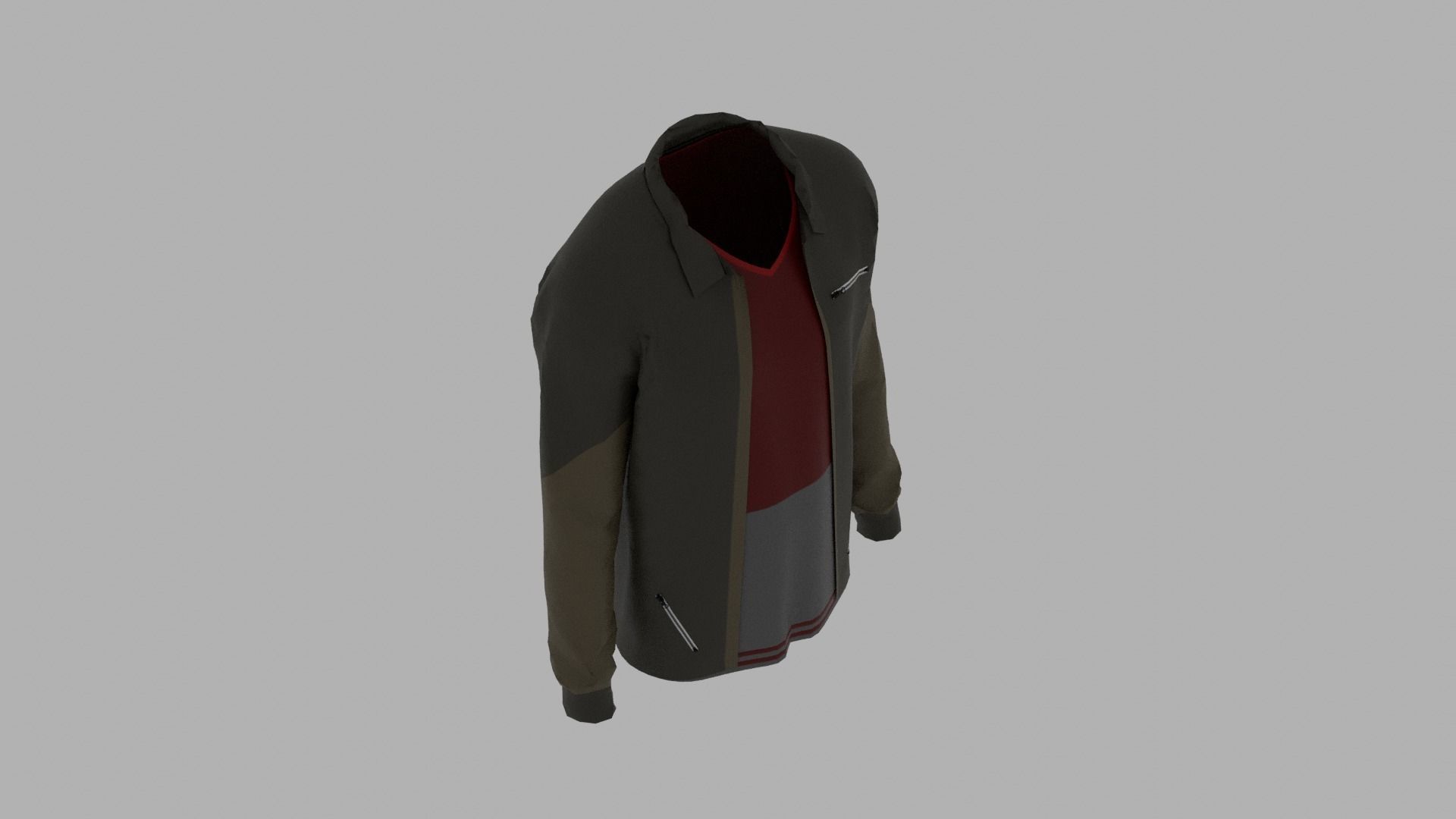 Jacket - T-shirt Low-poly 3D model_6