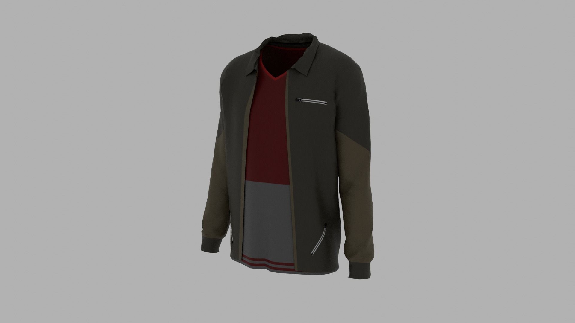 Jacket - T-shirt Low-poly 3D model_1