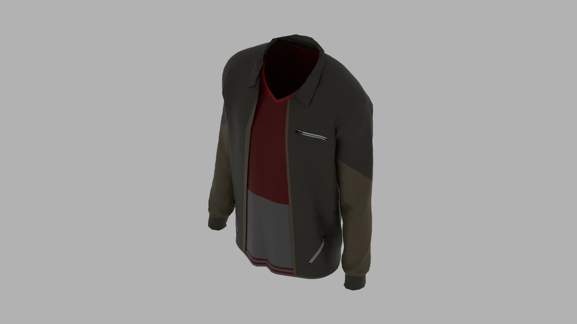 Jacket - T-shirt Low-poly 3D model_5