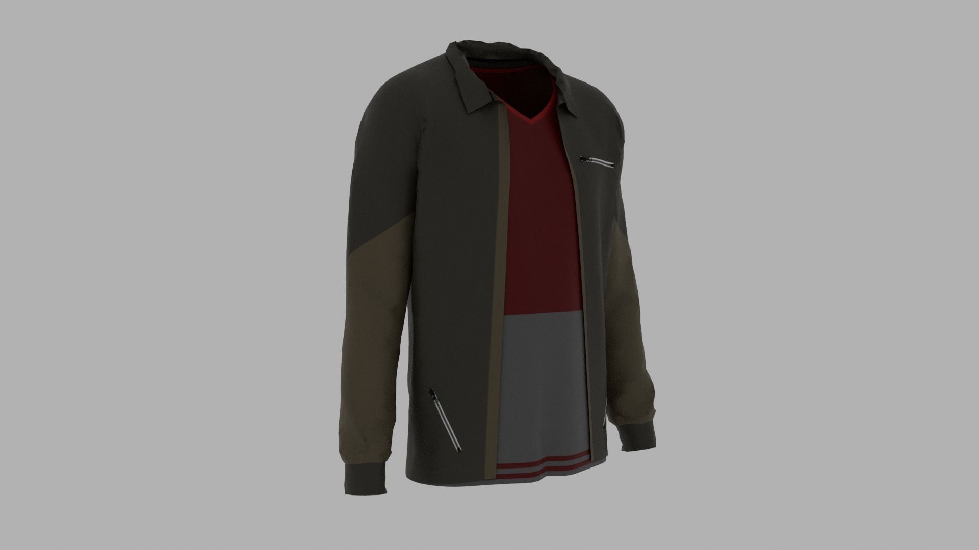 Jacket - T-shirt Low-poly 3D model_2