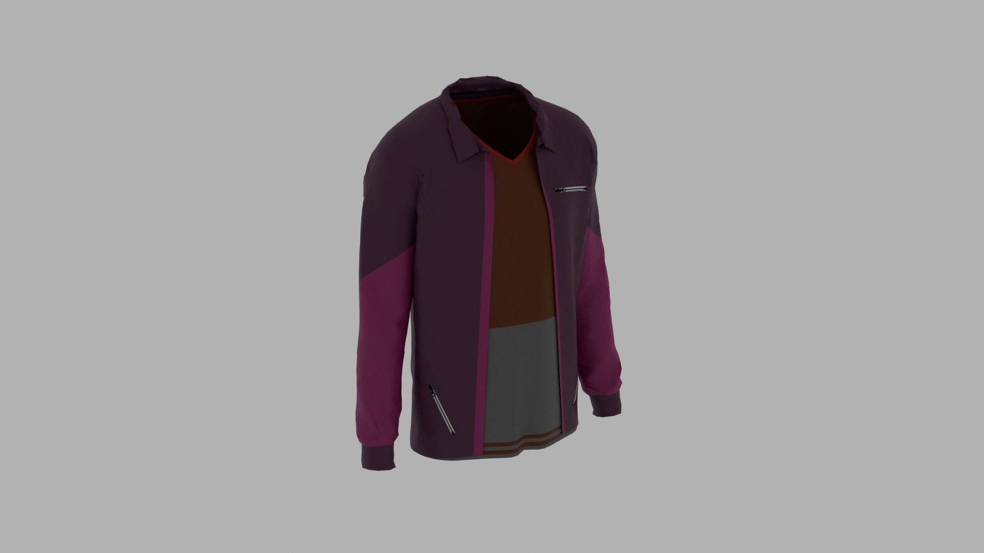 Jacket - T-shirt Low-poly 3D model_3