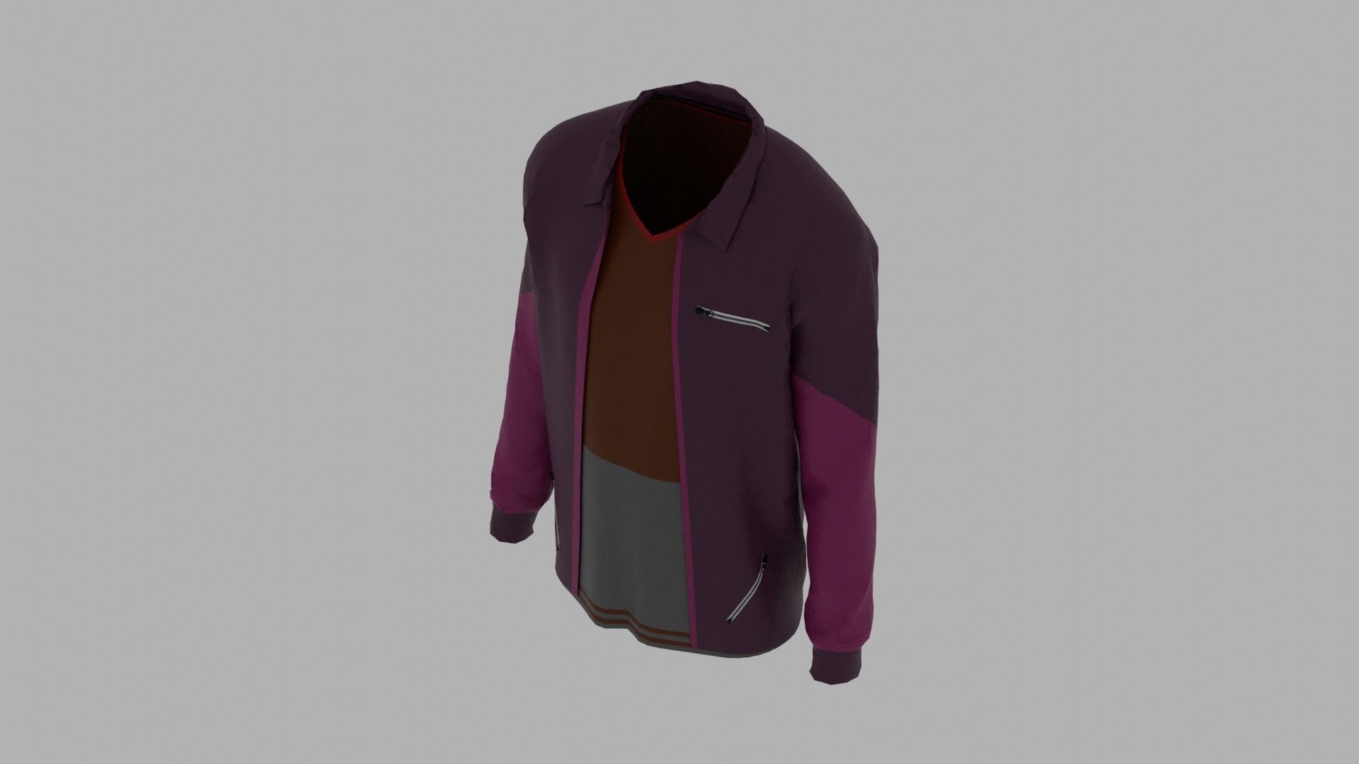 Jacket - T-shirt Low-poly 3D model_5