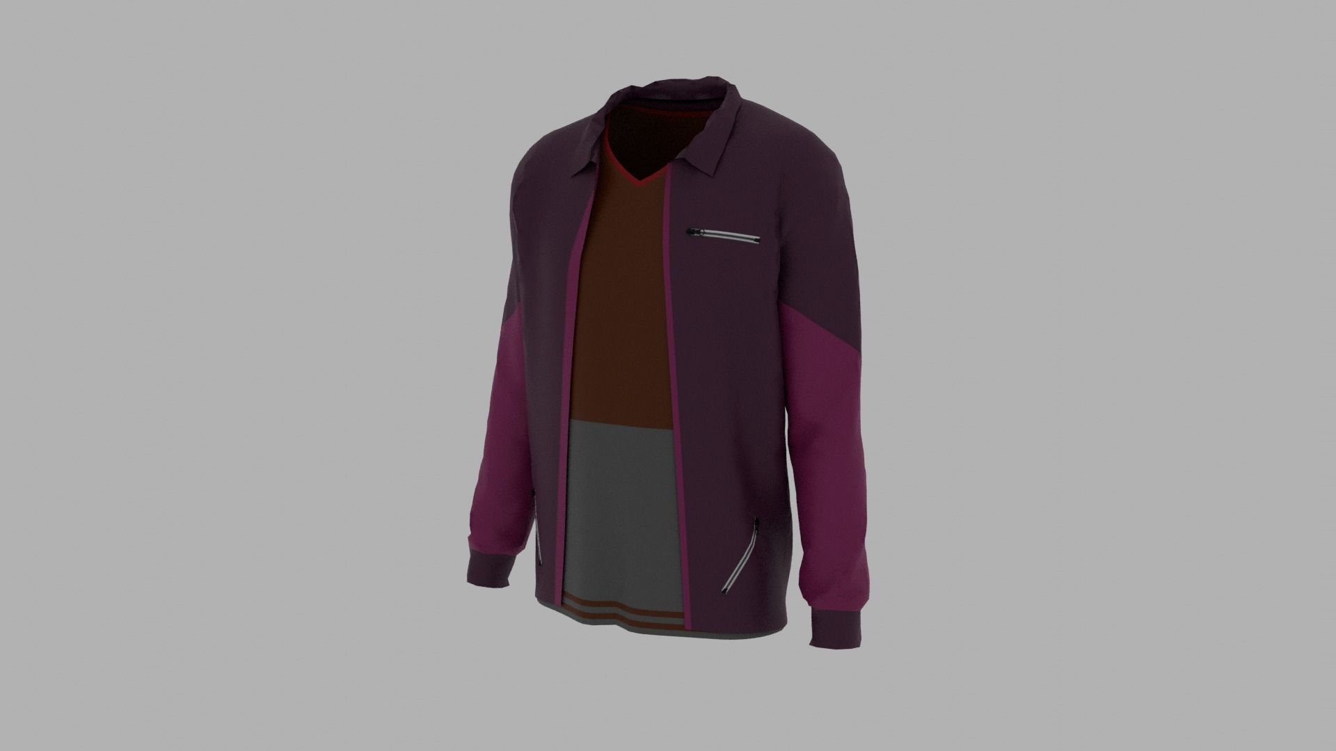 Jacket - T-shirt Low-poly 3D model_1
