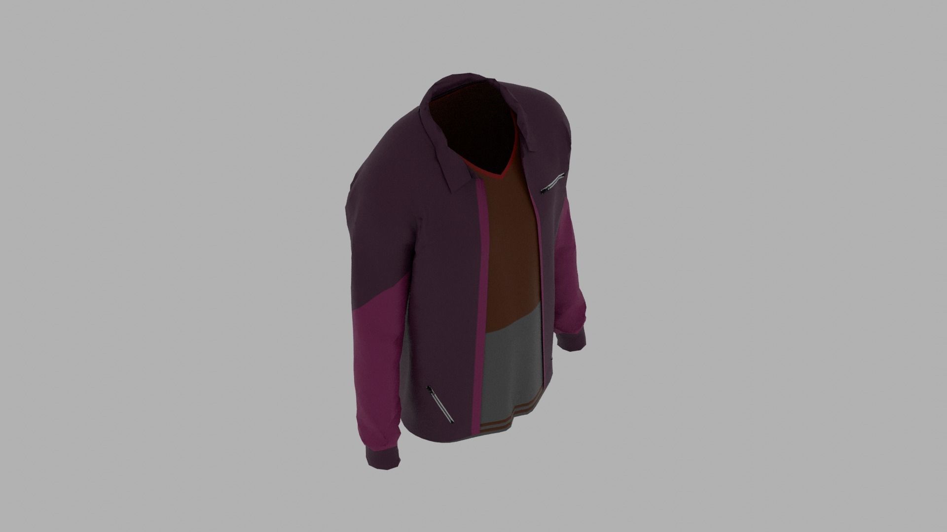 Jacket - T-shirt Low-poly 3D model_6