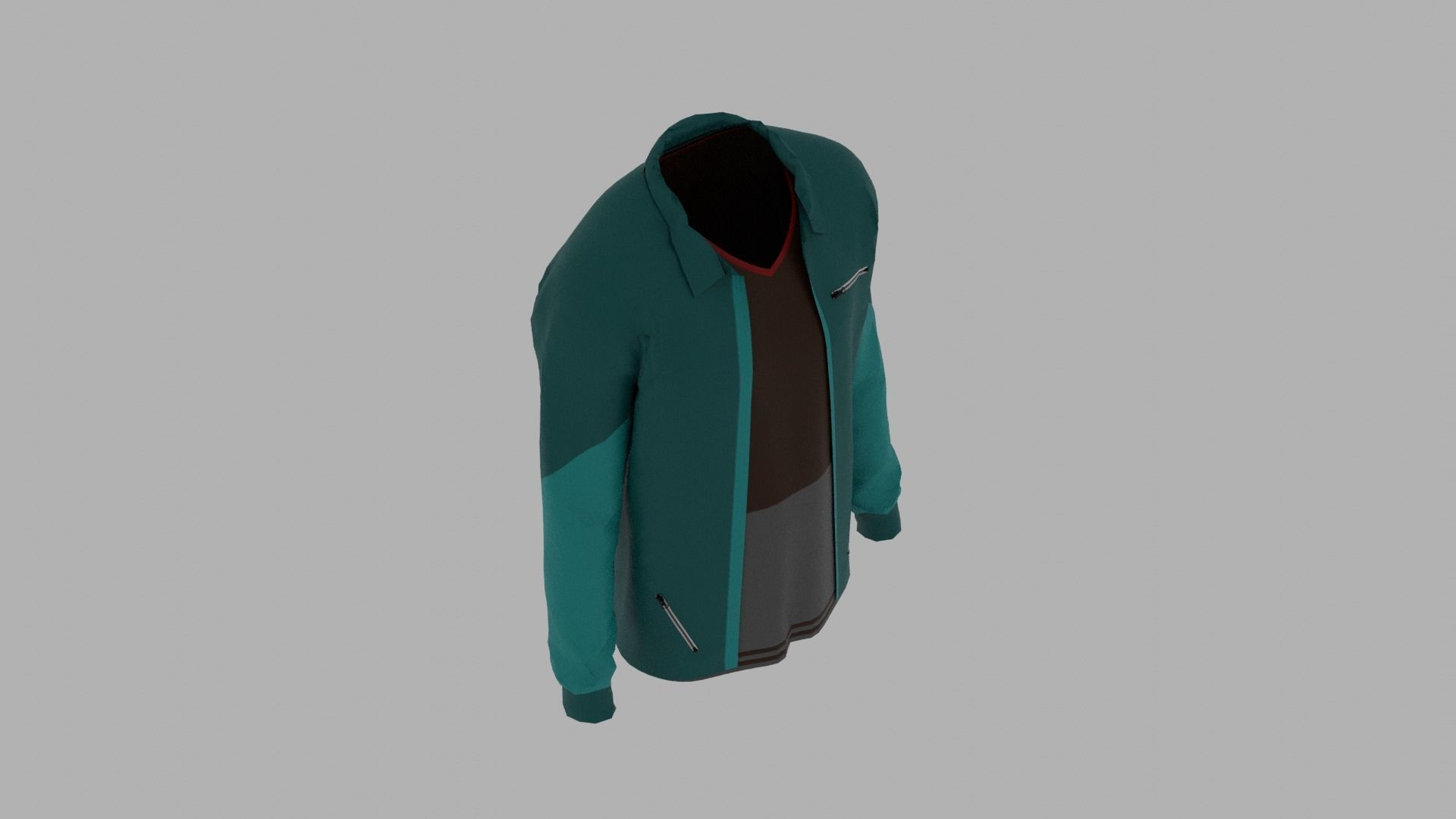 Jacket - T-shirt Low-poly 3D model_6