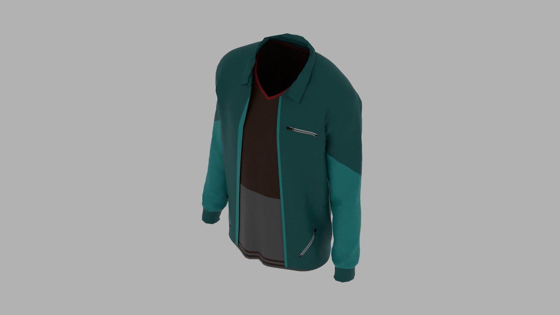 Jacket - T-shirt Low-poly 3D model_5