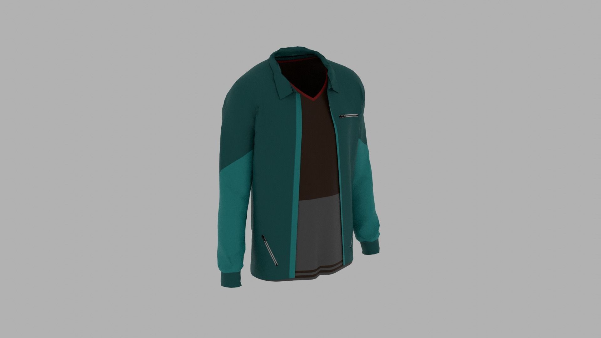 Jacket - T-shirt Low-poly 3D model_3