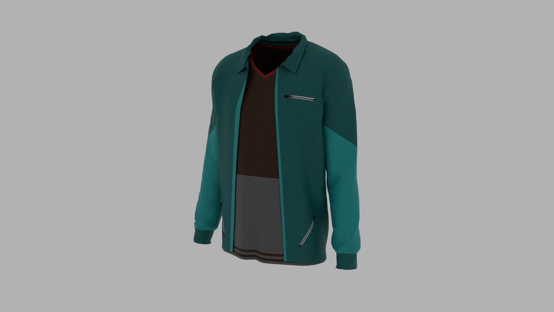 Jacket - T-shirt Low-poly 3D model_1