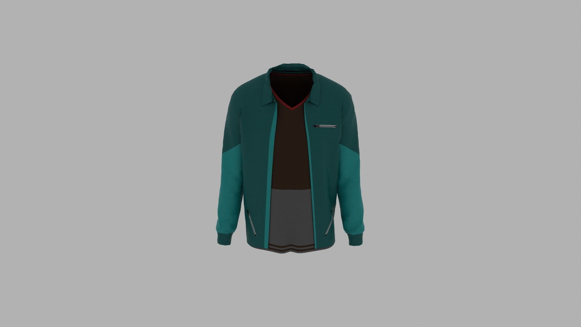 Jacket - T-shirt Low-poly 3D model_4