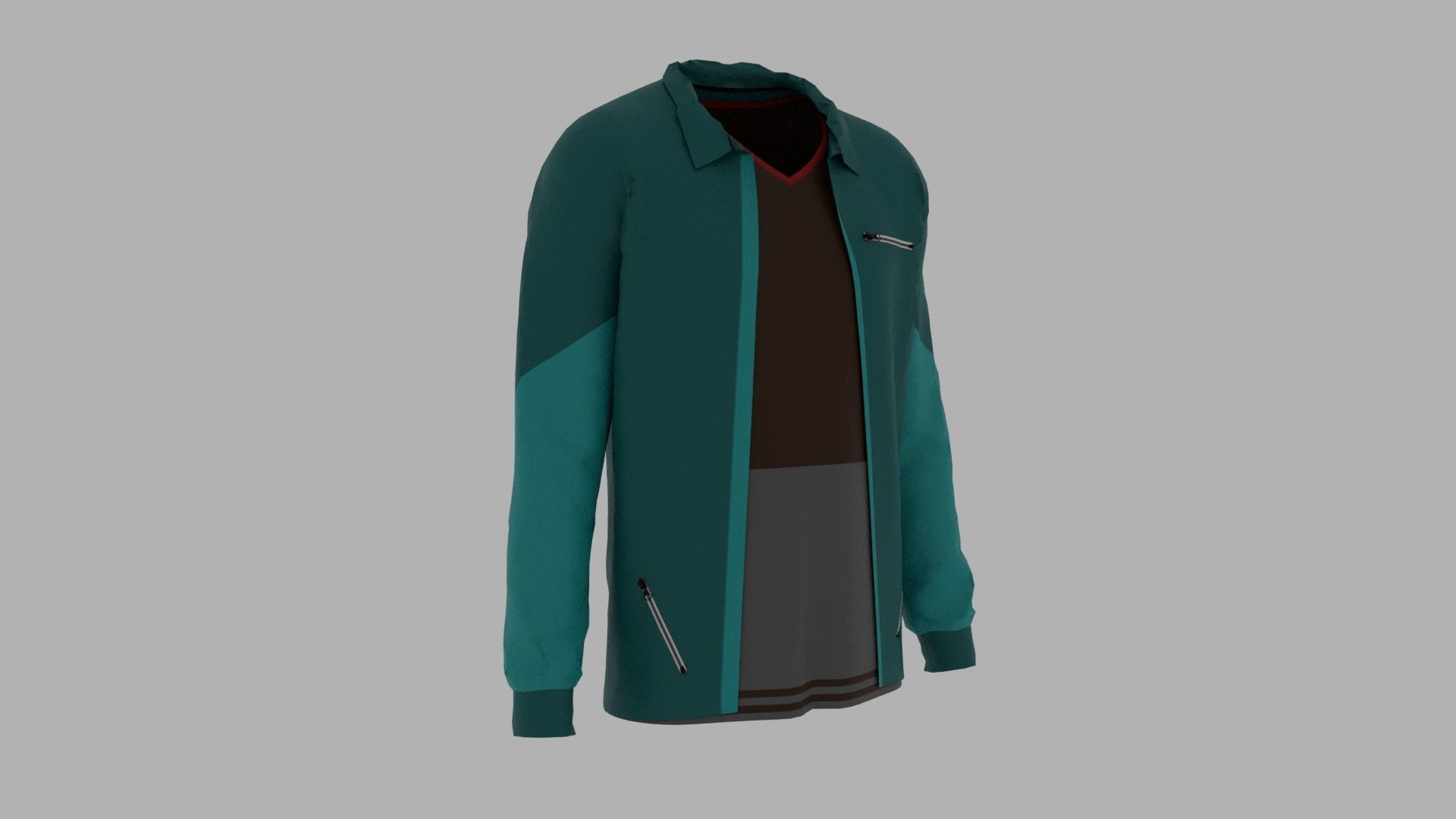 Jacket - T-shirt Low-poly 3D model_2