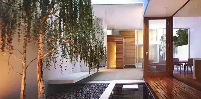 Modern Hall With A Tree