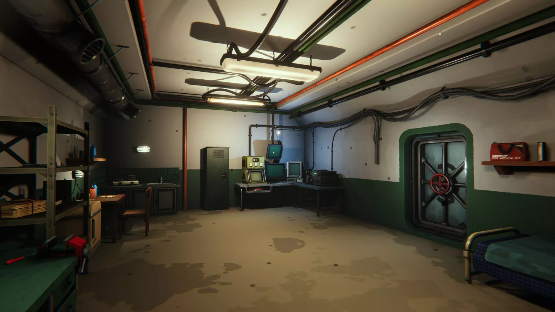 Underground stylized bunker Low-poly 3D model
