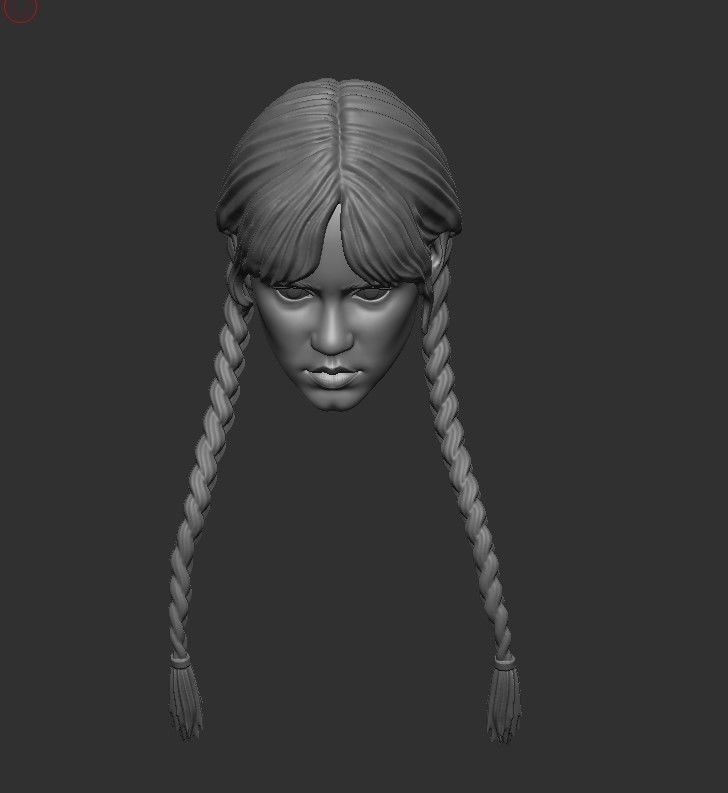 Wednesday Addams Head and Hair 2 pieces 3D Stl for Print 3D print model_7