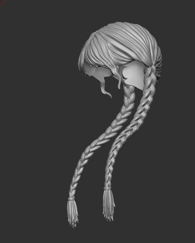 Wednesday Addams Head and Hair 2 pieces 3D Stl for Print 3D print model_9