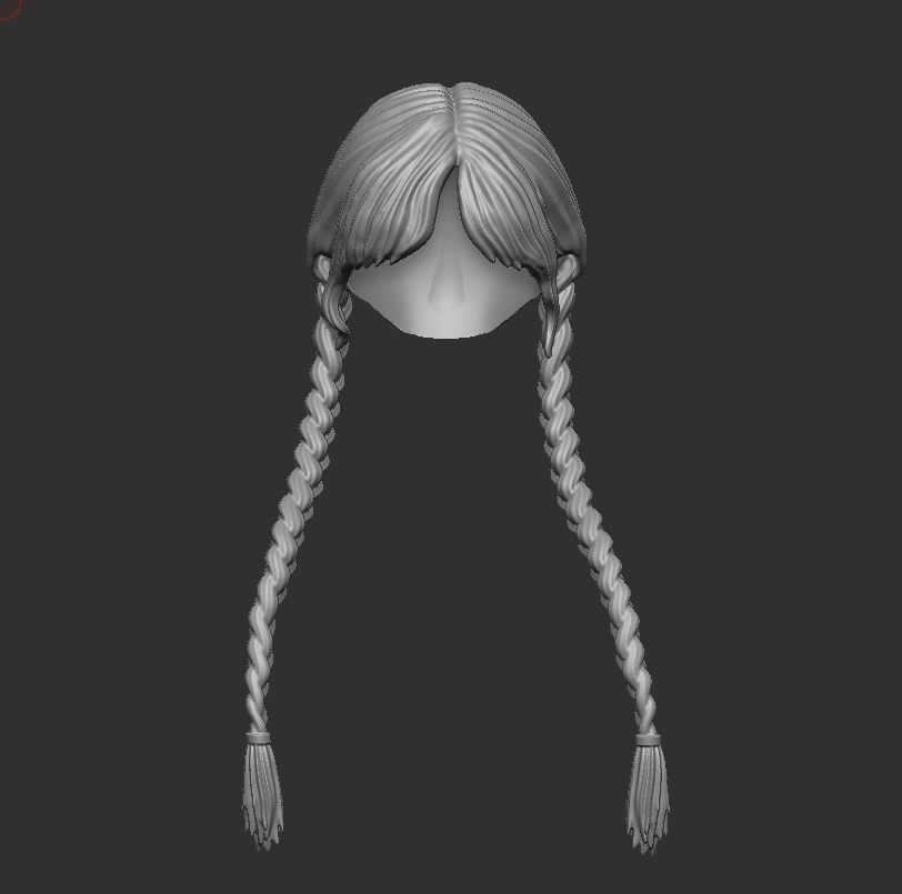 Wednesday Addams Head and Hair 2 pieces 3D Stl for Print 3D print model_3
