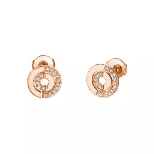 YD250 pair of rose gold earrings with diamonds 3D print model_0