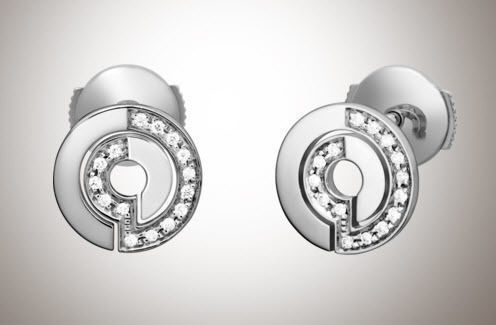 YD250 pair of rose gold earrings with diamonds 3D print model_1