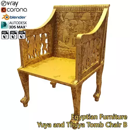 Egyptian Furniture - Yuya and Thuya Tomb Chair B 3D model