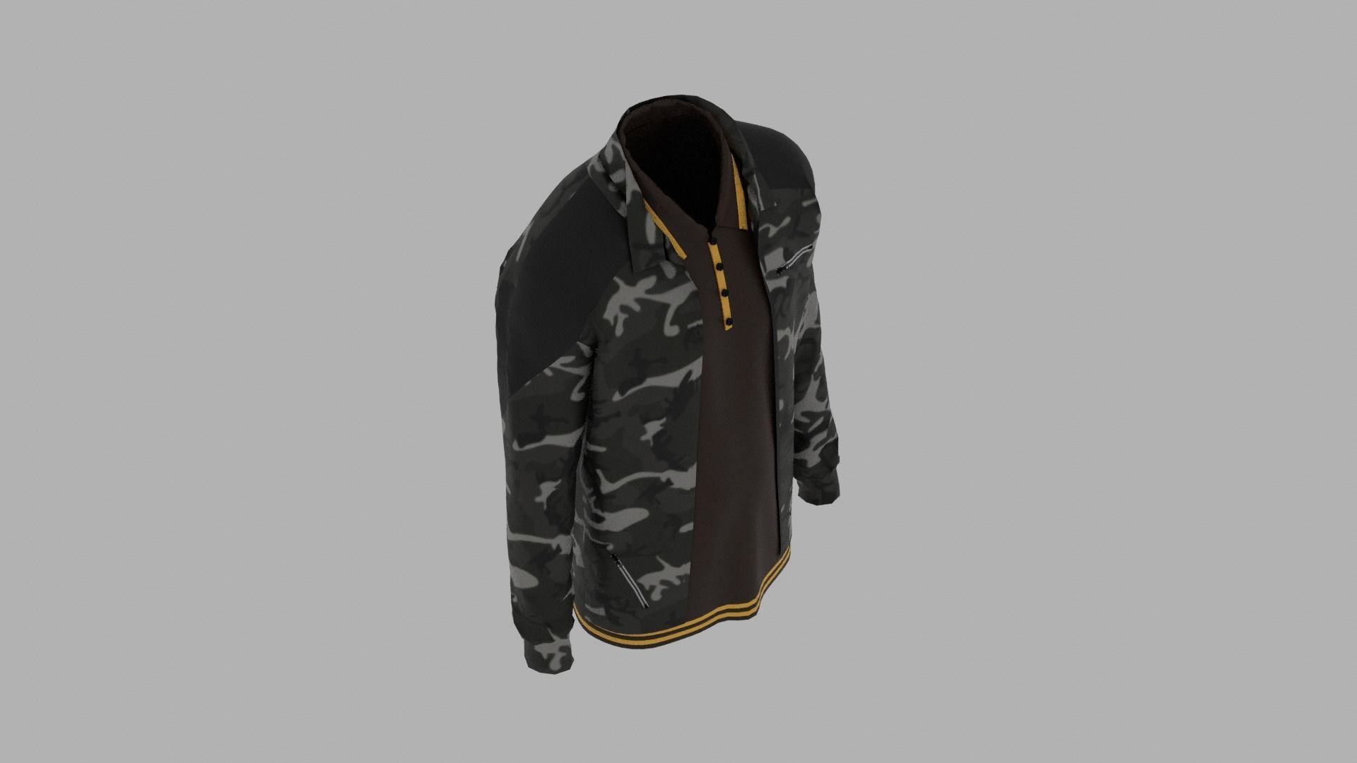 Jacket - T-shirt Low-poly 3D model_6