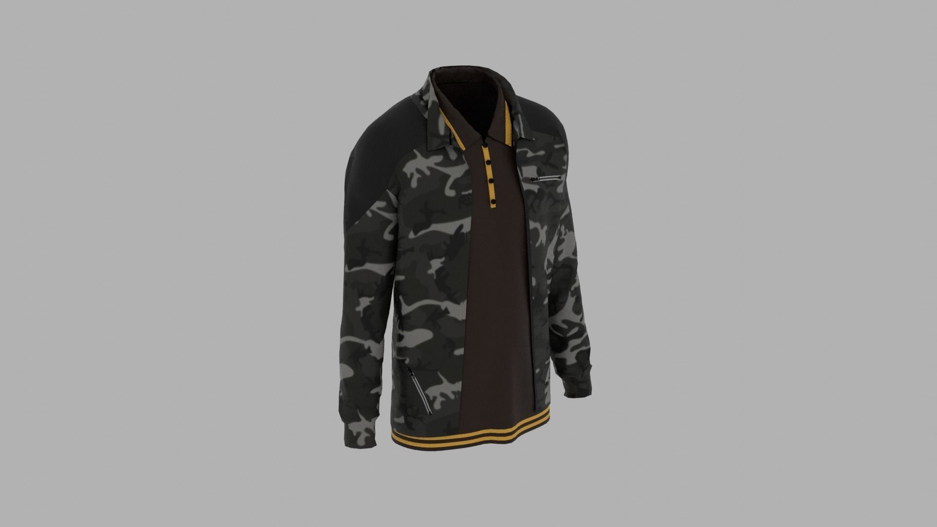 Jacket - T-shirt Low-poly 3D model_3