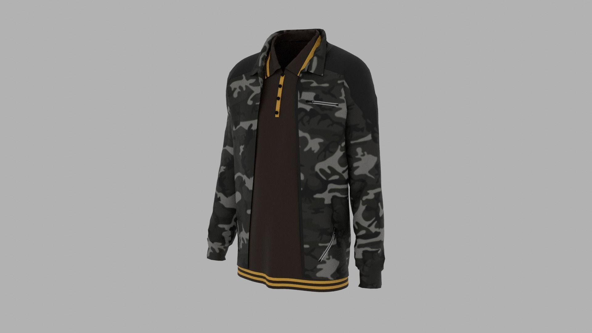 Jacket - T-shirt Low-poly 3D model_1