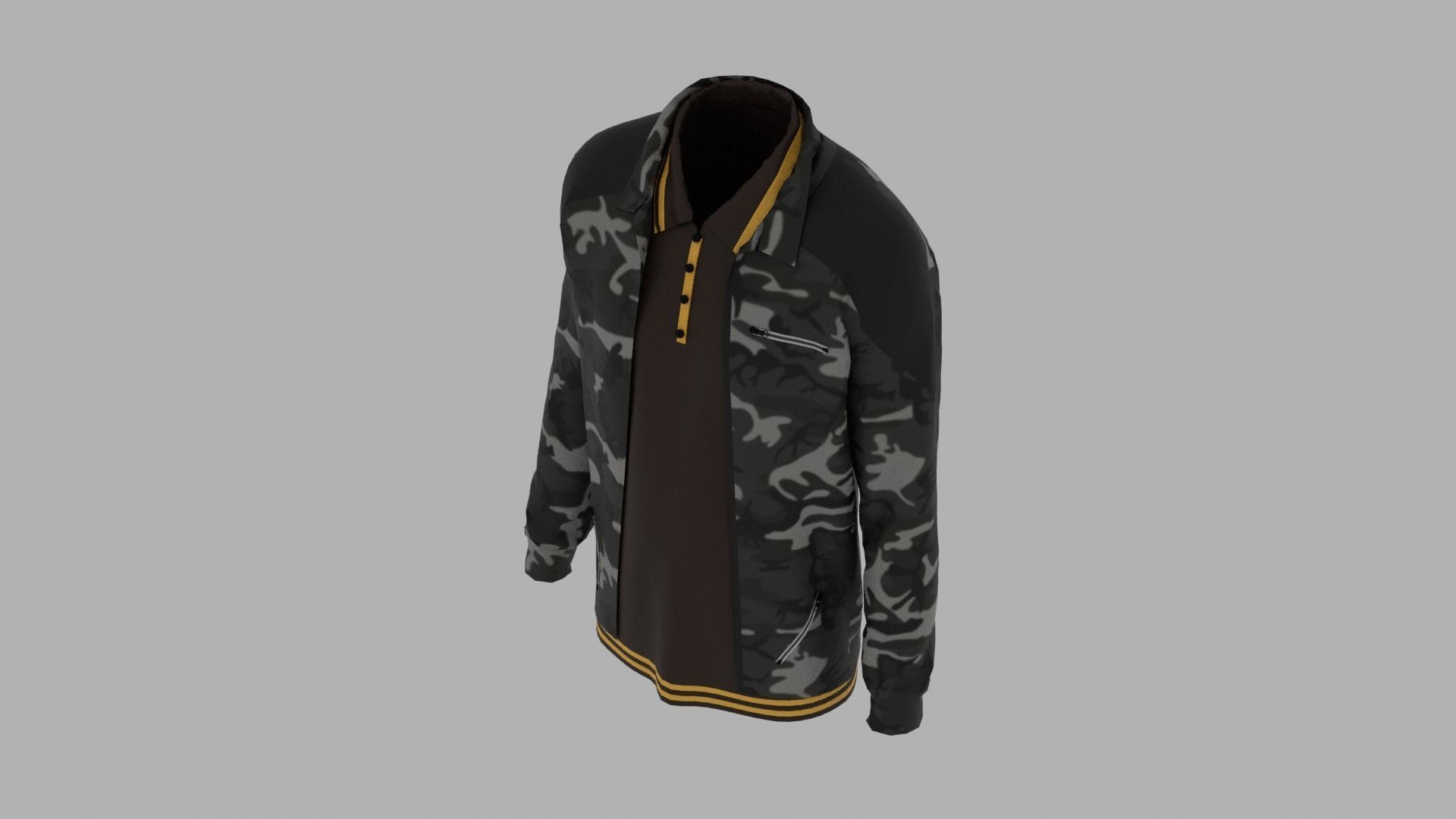 Jacket - T-shirt Low-poly 3D model_5