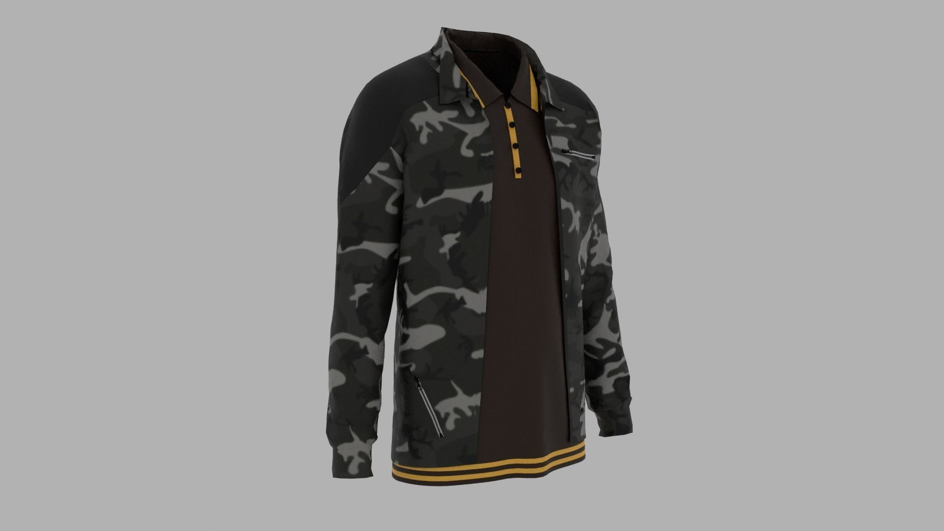 Jacket - T-shirt Low-poly 3D model_2