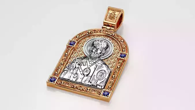 Ortodox St Nicolas pendant 002 3D print model