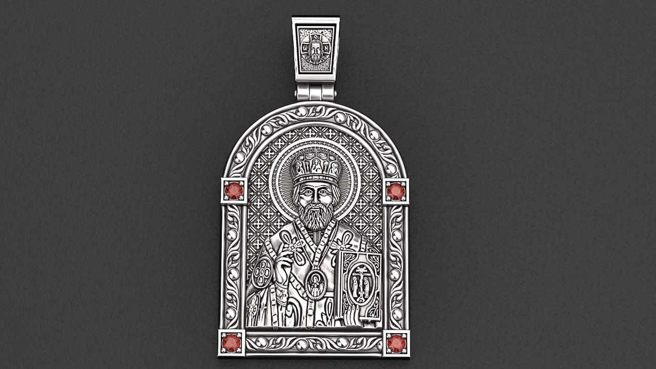 Ortodox St Nicolas pendant 002 3D print model_4