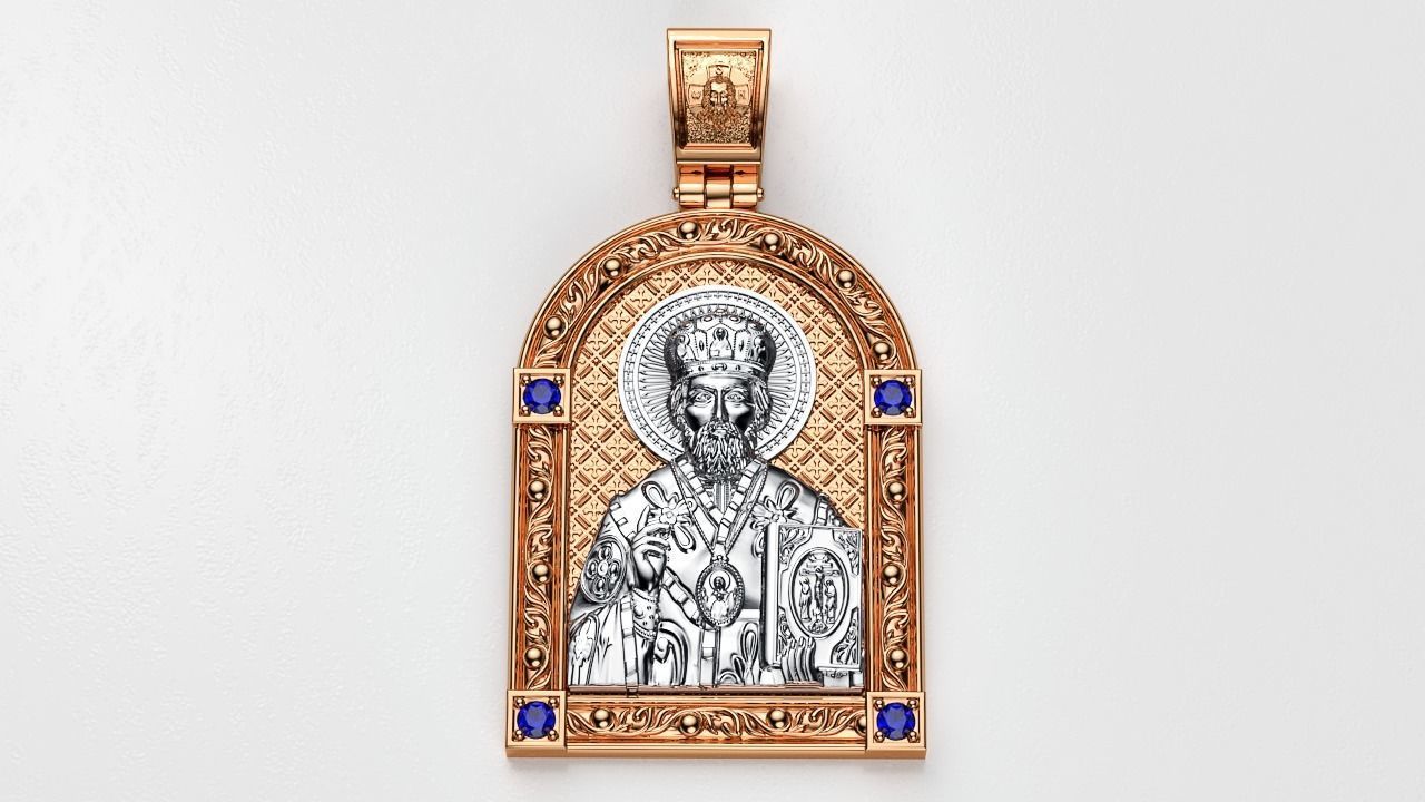 Ortodox St Nicolas pendant 002 3D print model_2
