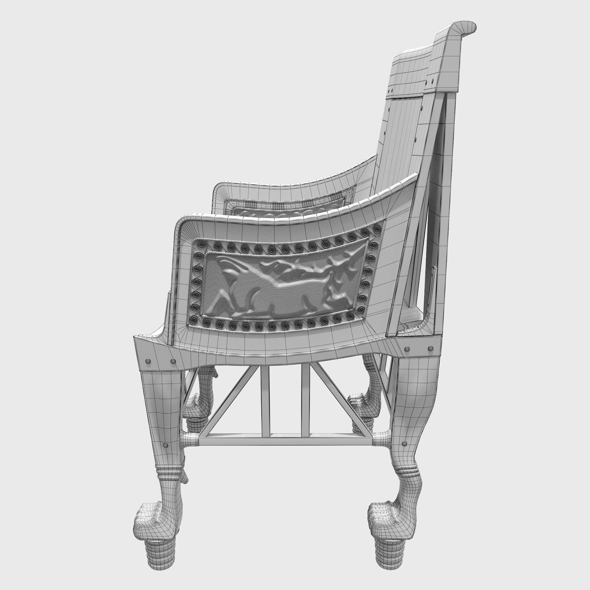 Egyptian Furniture Kit Tutankhamuns Wooden Armchair 3D model CGTrader