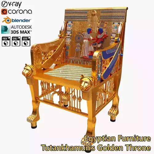 Egyptian Furniture Kit - Tutankhamuns Golden Throne 3D model