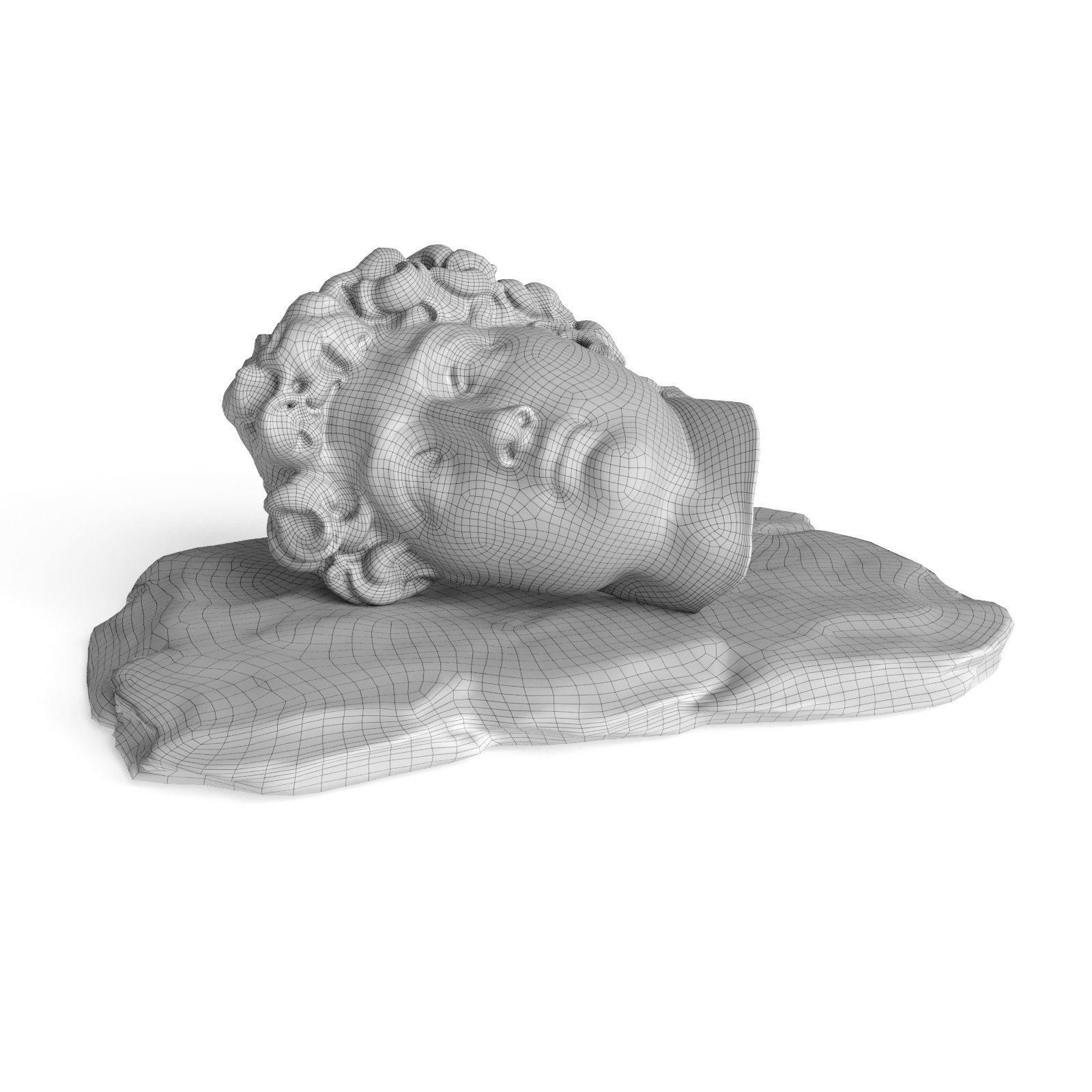 Laying David face Low-poly 3D model_6