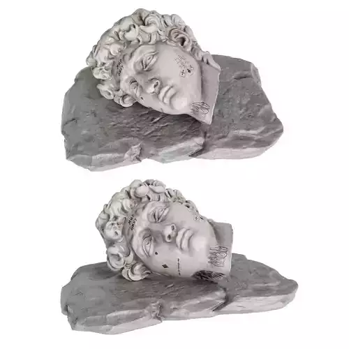 Laying David face Low-poly 3D model