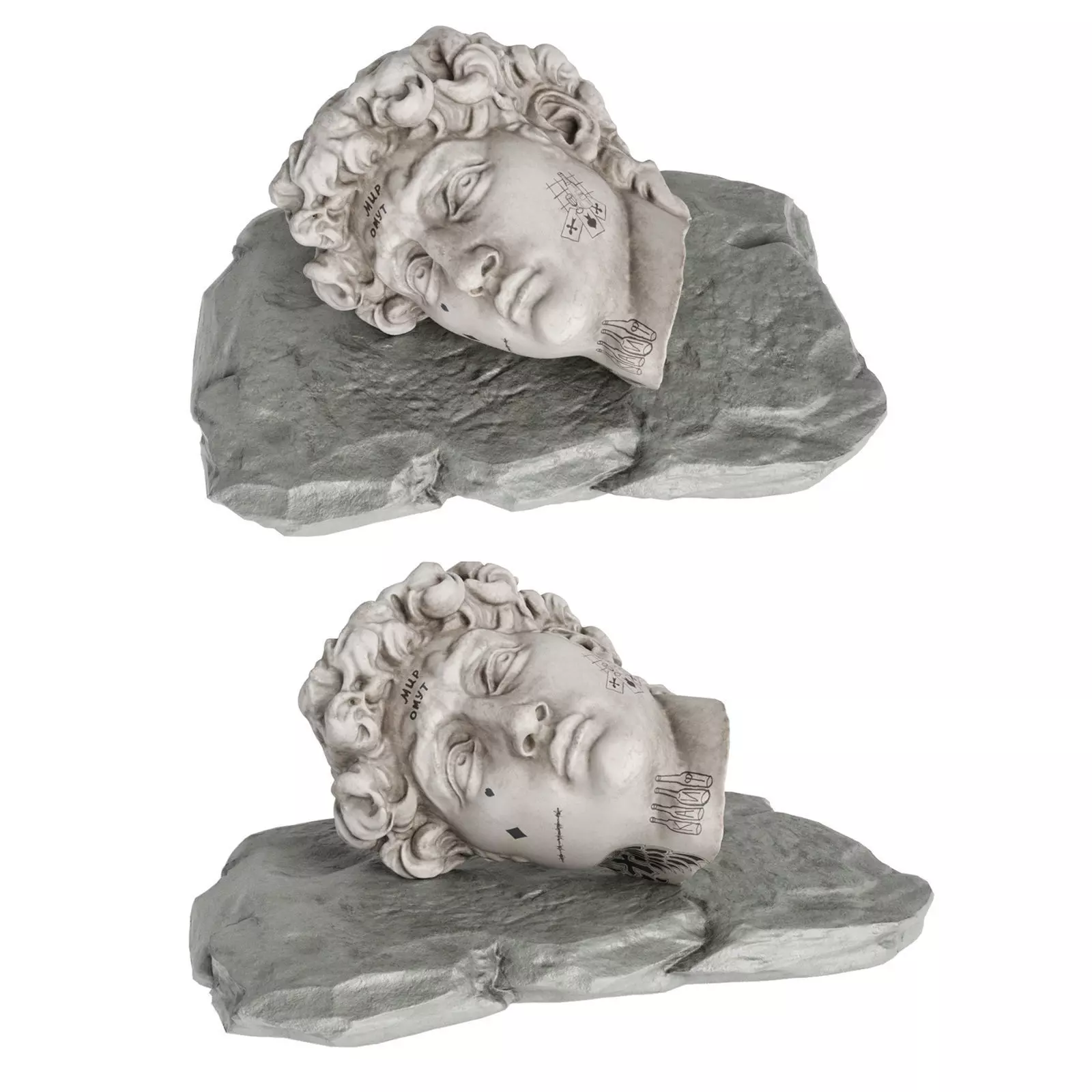 Laying David face Low-poly 3D model_0