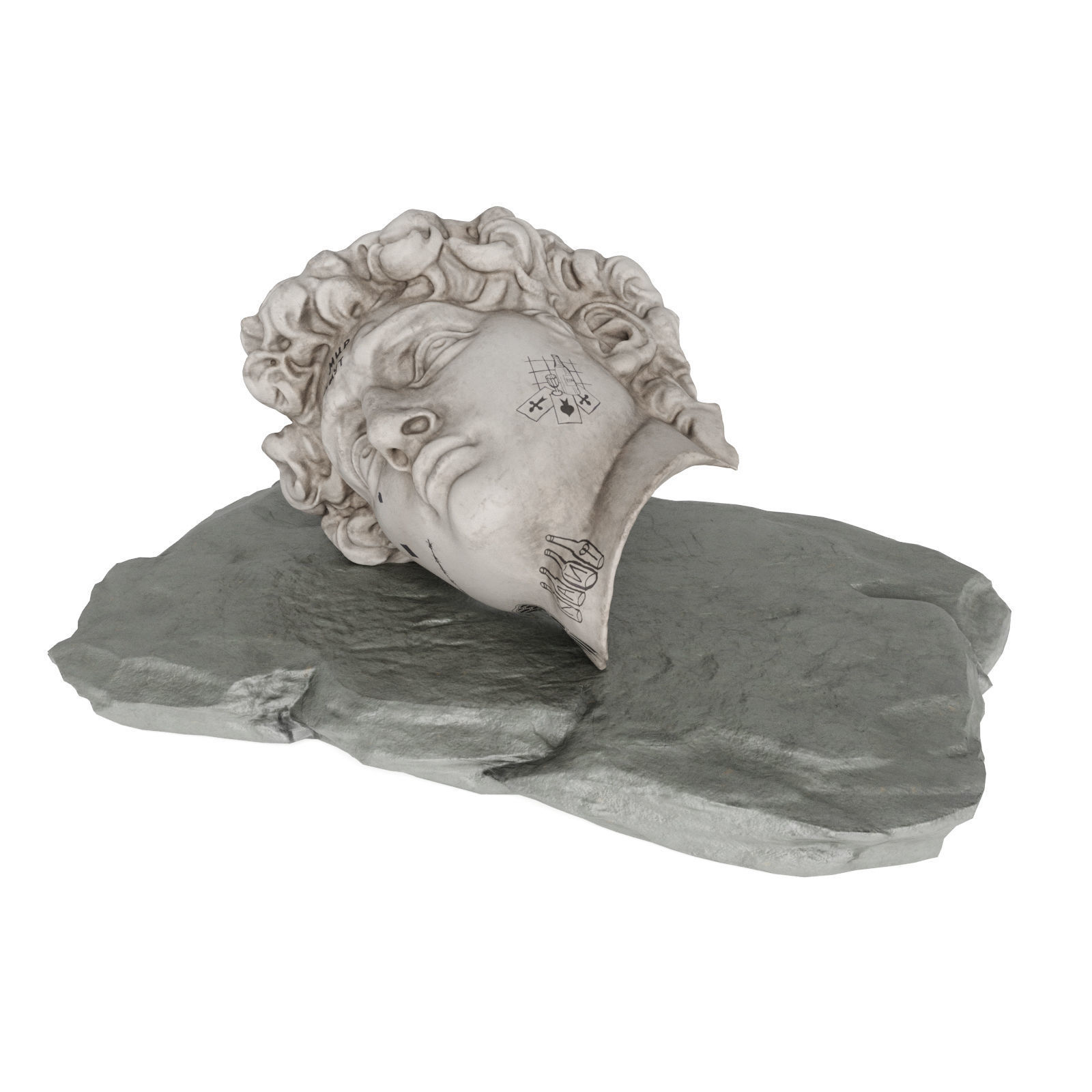 Laying David face Low-poly 3D model_5