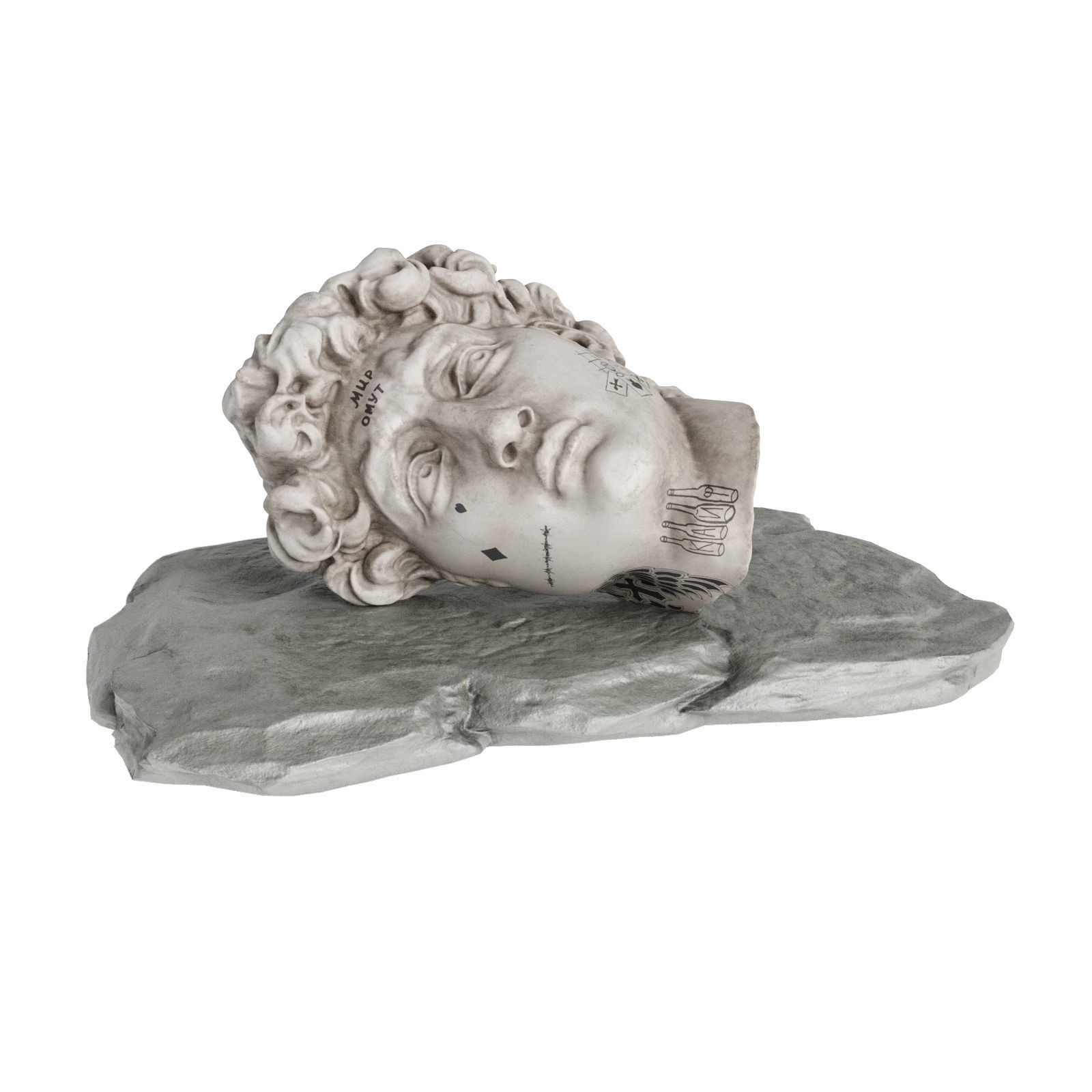 Laying David face Low-poly 3D model_1