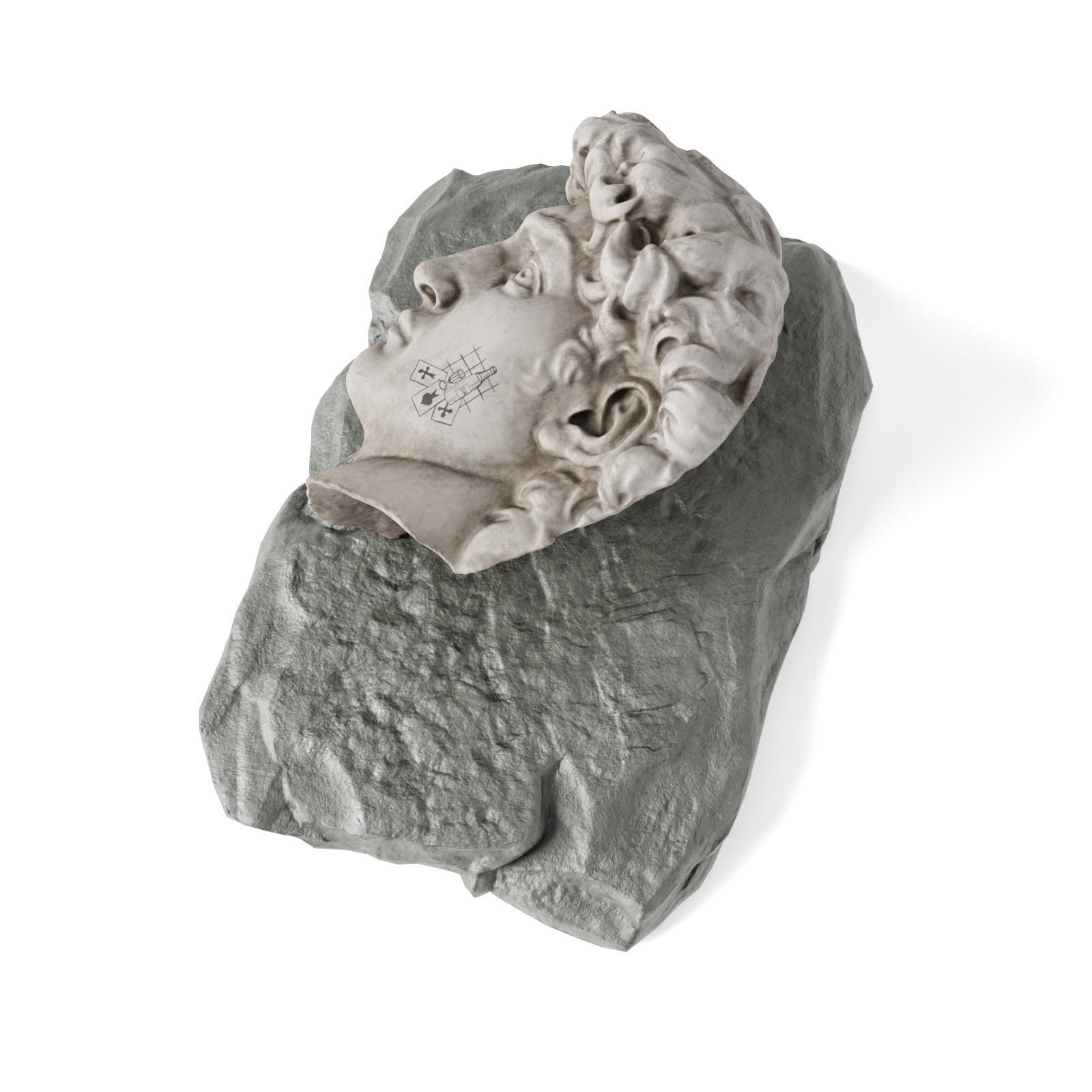 Laying David face Low-poly 3D model_4