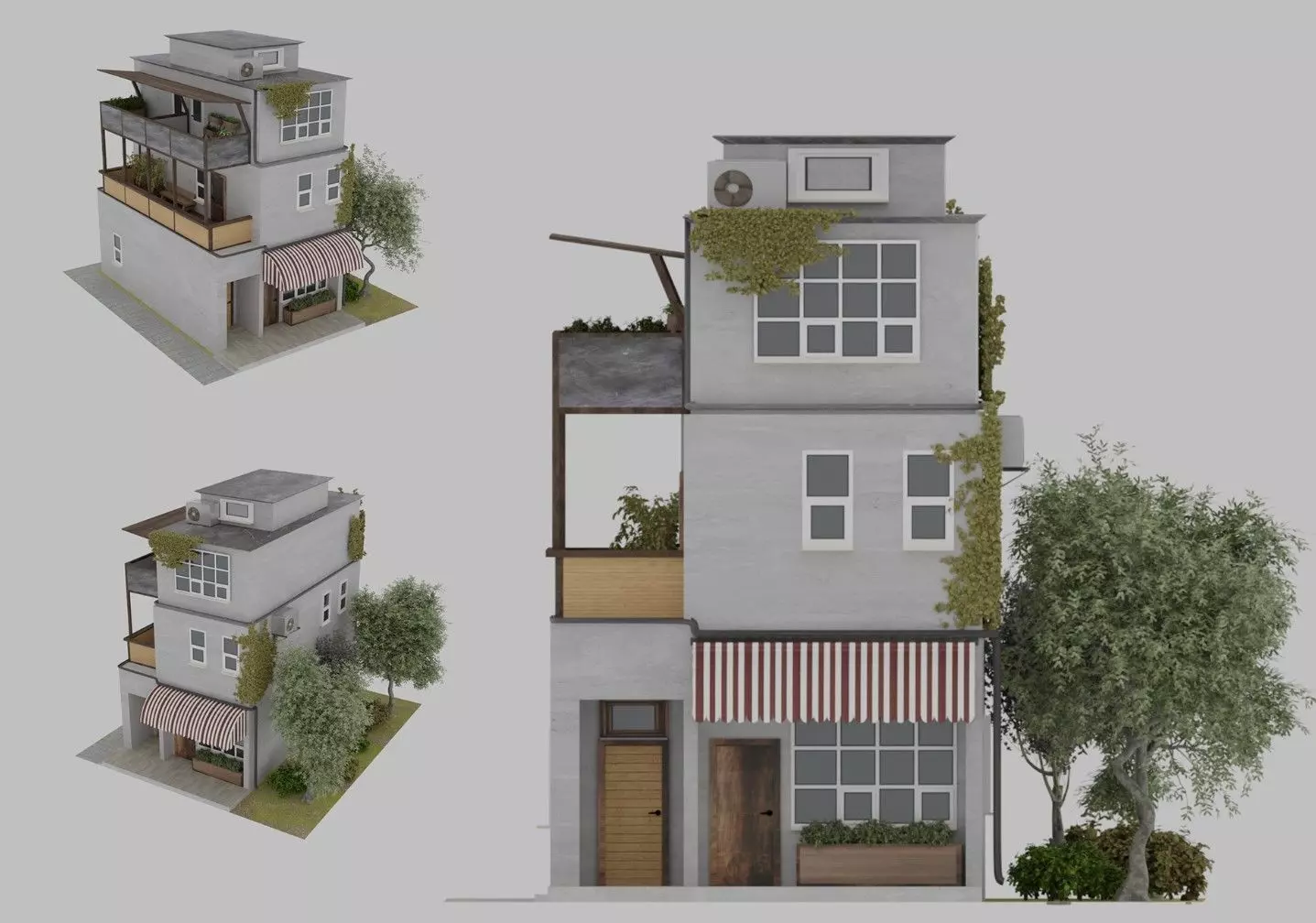 Japanese style apartment cafe shop building 3D model 3D model
