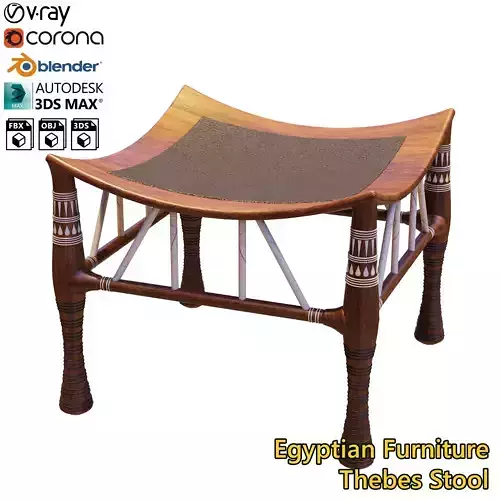 Egyptian Furniture Kit - Thebes Stool 3D model