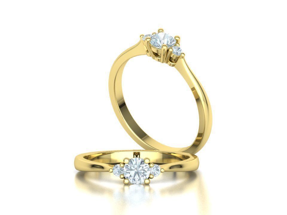 Birgit 3stone Engagement Ring  with 30 pointer stone  3D print model_4