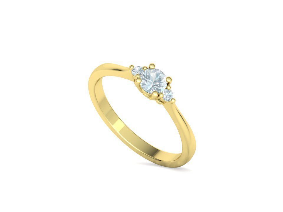 Birgit 3stone Engagement Ring  with 30 pointer stone  3D print model_32