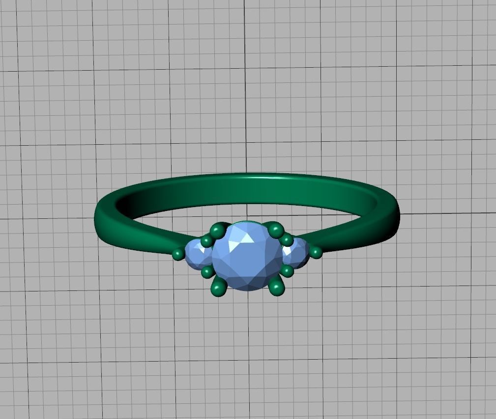 Birgit 3stone Engagement Ring  with 30 pointer stone  3D print model_18