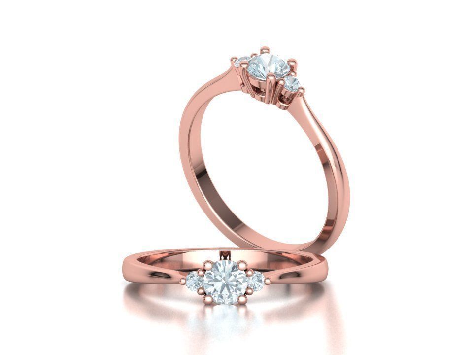 Birgit 3stone Engagement Ring  with 30 pointer stone  3D print model_3
