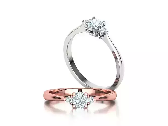 Birgit 3stone Engagement Ring  with 30 pointer stone  3D print model