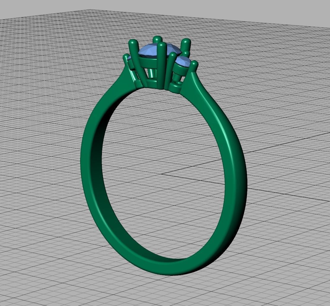 Birgit 3stone Engagement Ring  with 30 pointer stone  3D print model_19