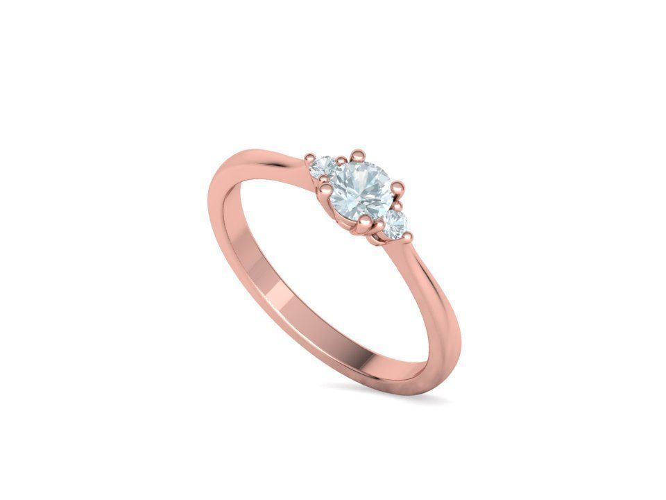 Birgit 3stone Engagement Ring  with 30 pointer stone  3D print model_31